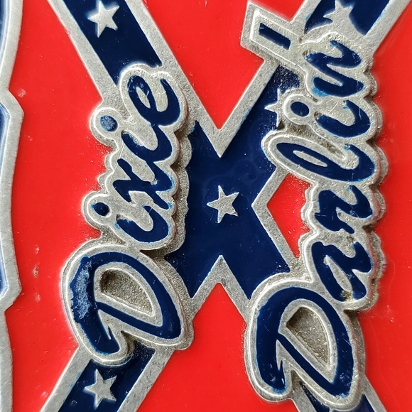 Vintage Dixie Darlin' Belt Buckle Red Blue Stars Enamel Made in the USA - Picture 2 of 7